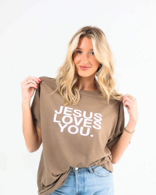 Mocha & Blush Jesus Loves You Tee