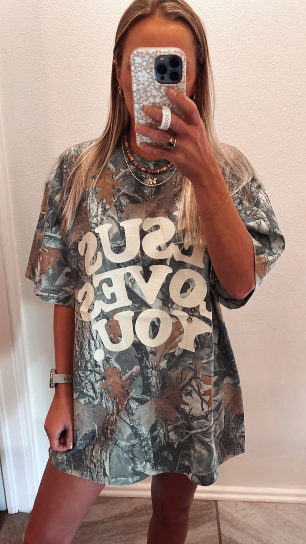 Camo Jesus Loves You Tee - Oversized