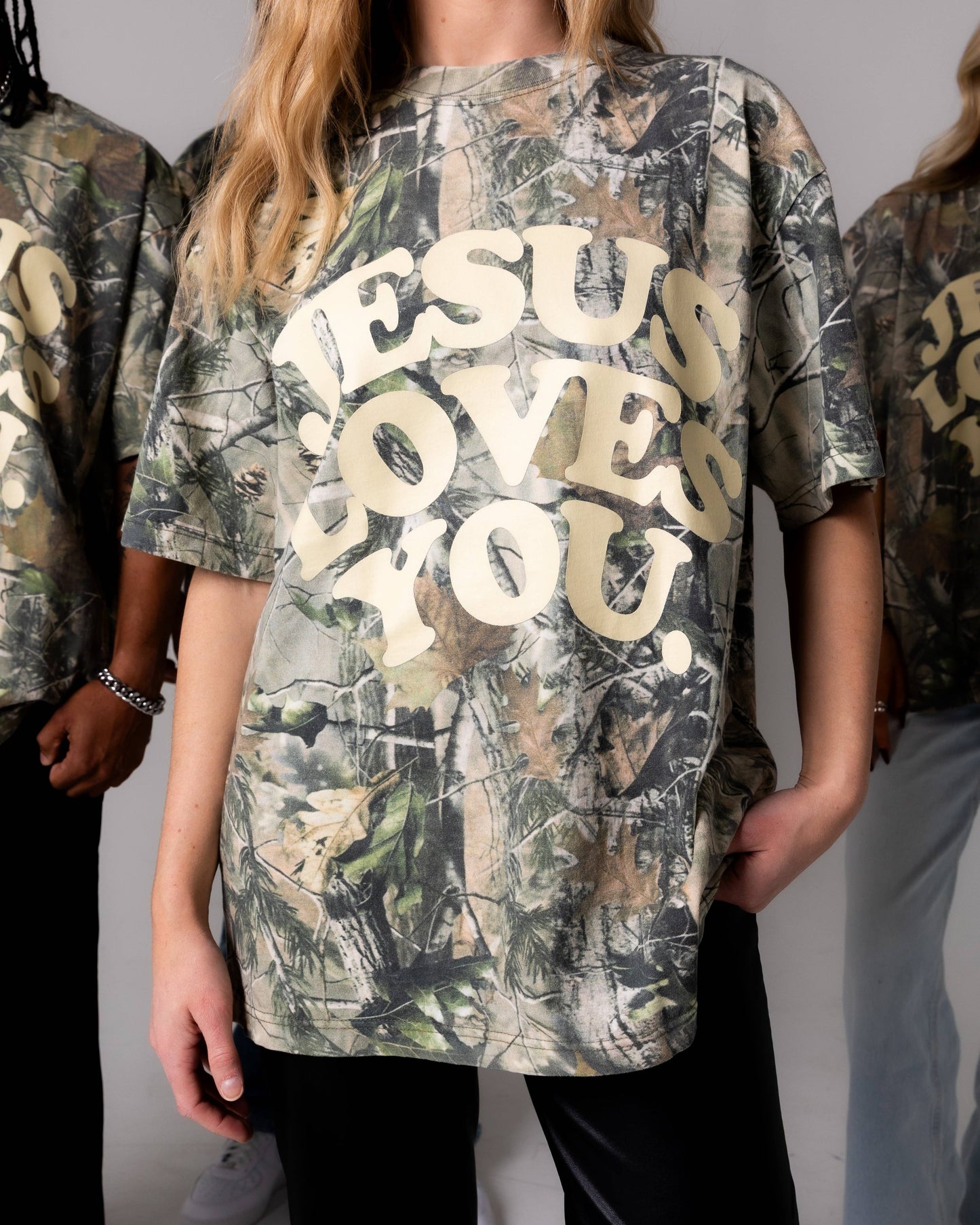 Camo Jesus Loves You Tee - Oversized