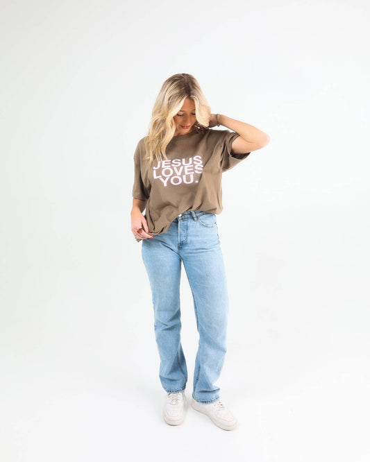 Mocha & Blush Jesus Loves You Tee